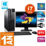 Pc lenovo m92p sff core i7 - 3770 ram 16go disque 2 to wifi w7 ecran 19