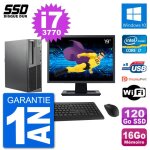 Pc lenovo m92p sff ecran 19  intel i7 - 3770 ram 16go ssd 120go windows 10 wifi