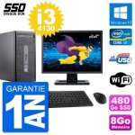 Pc tour hp 400 g2 mt ecran 22  core i3 - 4130 ram 8go ssd 480go windows 10 wifi