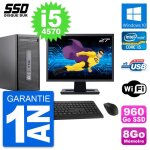 Pc tour hp 400 g2 mt ecran 27  core i5 - 4570 ram 8go ssd 960go windows 10 wifi
