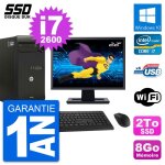 Pc tour hp pro 3400 mt ecran 22  intel i7 - 2600 ram 8go ssd 2to windows 10 wifi