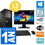 Pc tour lenovo p320 ecran 27  intel i3 - 6100 ram 64go disque 1to windows 10 wifi