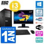 Pc tour lenovo p320 mt ecran 22  intel i3 - 6100 ram 64go ssd 2to windows 10 wifi
