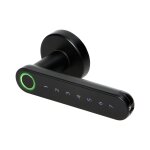 Poigne de porte connecte noire avec clavier et lecteur biomtrique - orno