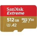 Sandisk extreme 512 go carte mmoire microsdxc + adaptateur sd - classe 10, u3, v30