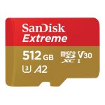 Sandisk extreme - carte mémoire flash (adaptateur microsdxc vers sd inclus(e)) - 512 go - a2 / video ... Sandisk extreme - carte mémoire flash (adaptateur microsdxc vers sd inclus(e)) - 512 go - a2 / video ...