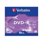 Verbatim - 10 x dvd + r - 4. 7 go (120 minutes) 16x - argent mat - boîtier cd étroit Verbatim - 10 x dvd + r - 4. 7 go (120 minutes) 16x - argent mat - boîtier cd étroit