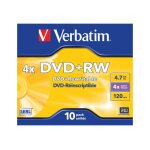 Verbatim - 10 x dvd + rw - 4. 7 go 8x - argent mat - botier cd