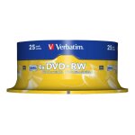 Verbatim - 25 x dvd + rw - 4. 7 go 4x - argent mat - spindle