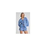 Hunkem�ller short en coton ray� bleu