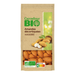 Amandes bio dcortiques sans sel ajout carrefour bio - le sachet de 200g