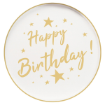 Assiette en carton 23cm happy birthday or x6 mesa bella - le lot de 6 assiettes