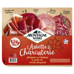 Assiette de charcuterie jambon sec, coppa, bacon et rosette montagne noire - la barquette de 180g
