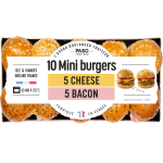 Assortiment 10 mini burgers cheese et bacon paso traiteur - la barquette de 10 pi�ces