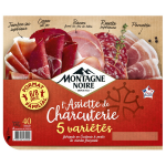 Assortiment charcuterie jambon sec rosette coppa bacon montagne noire - le plateau de 380g
