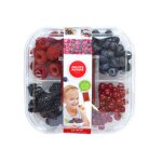 Assortiment de fruits rouges et son sachet de coulis - la barquette de 390g Assortiment de fruits rouges et son sachet de coulis - la barquette de 390g