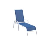 Bain de soleil multiposition empilable acier gris clair assise bleu marine malaga hyba - la boite