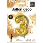 Ballon chiffre 3 or partyday - l'unit
