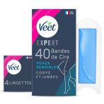 Bandes de cire froide corps jambes peau sensible huile d'amande douce expert veet - la boîte de 40 bandes ... Bandes de cire froide corps jambes peau sensible huile d'amande douce expert veet - la boîte de 40 bandes ...
