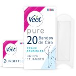 Bandes de cire froide corps jambes peau sensible hypoallergnique sans parfum veet - la boite de 20 bandes ...