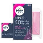 Bandes de cire froide corps jambes peaux normales longue dure expert easy - gel veet - la bote de 40 ...