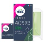 Bandes de cire froide corps jambes peau sche huile d'amande douce longue dure expert veet - la bote ...