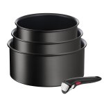 Batterie de cuisine en inox revtement anti adhsif ingenio eco resist tefal - le lot