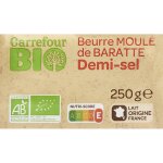 Beurre demi - sel moul de baratte bio carrefour bio - la plaquette de 250g