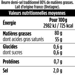 Beurre le moul demi - sel nature de breton - la plaquette de 250g