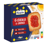 Biscottes 6 crales et graines pasquier - le paquet de 300g