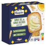 Biscottes sans sel sans sucres ajouts pasquier - la boite de 300g