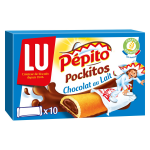 Biscuits barre fourrs au chocolat au lait pockitos pepito lu - la bote de 10 sachets - 295 g