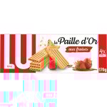 Biscuits gaufrettes fourr�es aux fraises et fraises des bois la paille d'or lu - la bo�te de 4 sachets ...