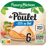 Blanc de poulet r�duit en sel fleury michon - la barquette de 6 tranches - 180g