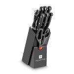 Bloc de couteaux mat 8 pices - noir tb collection - le bloc de couteau