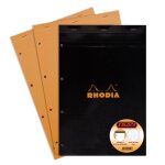 Bloc note perfor� - 21 x 31, 8 cm - 160 pages - grands carreaux rhodia - le lot de 3 blocs note