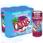 Boisson aux fruits pomme cassis et framboise oasis - le pack de 6 canettes de 33cl
