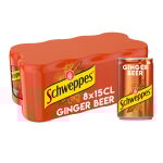 Boisson gazeuse ginger beer saveur gingembre schweppes - le pack de 8 canettes de 15cl