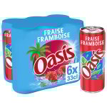 Boisson rafrachissante saveur fraise & framboise oasis - le pack de 6 canettes de 33cl
