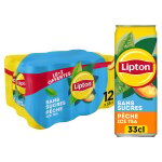 Boisson th� glac� p�che sans sucres lipton - le pack de 12 canettes de 33cl