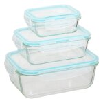 Boite de conservation en verre rectangulaire clipeat - le lot de 3 Boite de conservation en verre rectangulaire clipeat - le lot de 3