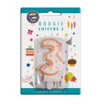 Bougie chiffre 3 sainte lucie - le paquet de 1 bougie