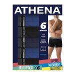 Boxer homme bleu / noir coton stretch t5 athena - le lot de 6 boxers