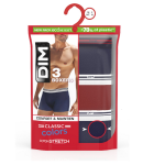 Boxer homme bleu / rouge coton stretch t3 dim - le lot de 3 slips