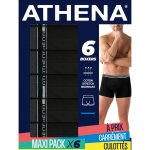 Boxer homme noir t2 athena - le lot de 6 boxers