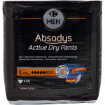 Protections fuite urinaire homme taille l active dry pants absodys carrefour men - le paquet de 14