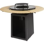Brasero plancha extérieur À bois noir d80cm en fonte avec table en bambou bergen hyba - le brasero Brasero plancha extérieur À bois noir d80cm en fonte avec table en bambou bergen hyba - le brasero
