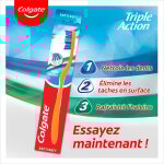 Brosse  dents triple action souple colgate - le paquet de 3 brosses  dents