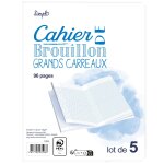 Cahier de brouillon - grands carreaux - sey�s - 96 pages - le lot de 5