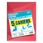 Cahier polypro - 24 x 32 cm - 48 pages - grands carreaux carrefour - le lot de 5 cahiers